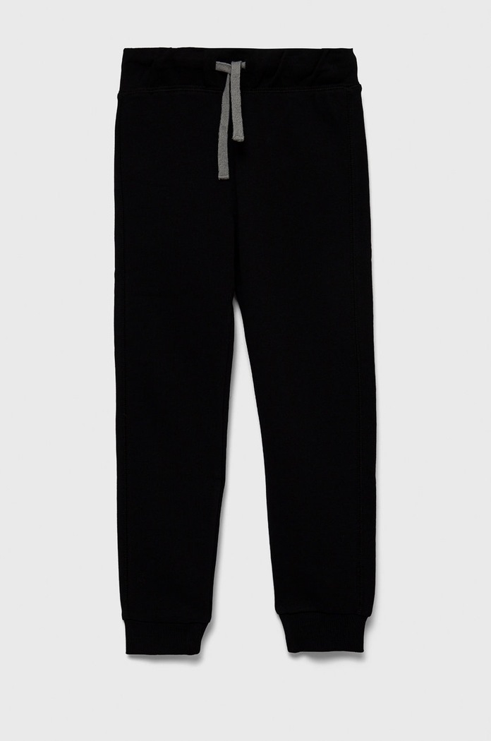United Colors of Benetton pantaloni de trening din bumbac pentru copii uni negru 3J68CF01O.G.NOS