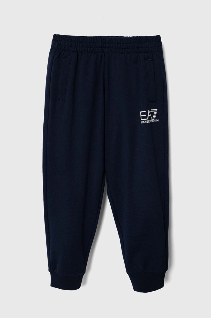EA7 Emporio Armani gyerek pamut melegítőnadrág sima sötétkék 8NBP51.BJ05Z
