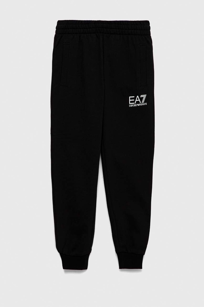 Detské bavlnené tepláky EA7 Emporio Armani potlač čierna 8NBP51.BJ05Z