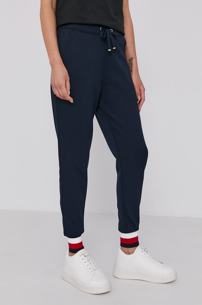 Παντελόνι Tommy Hilfiger πλεκτό ύφασμα σκούρο μπλε WW0WW24970.NOS