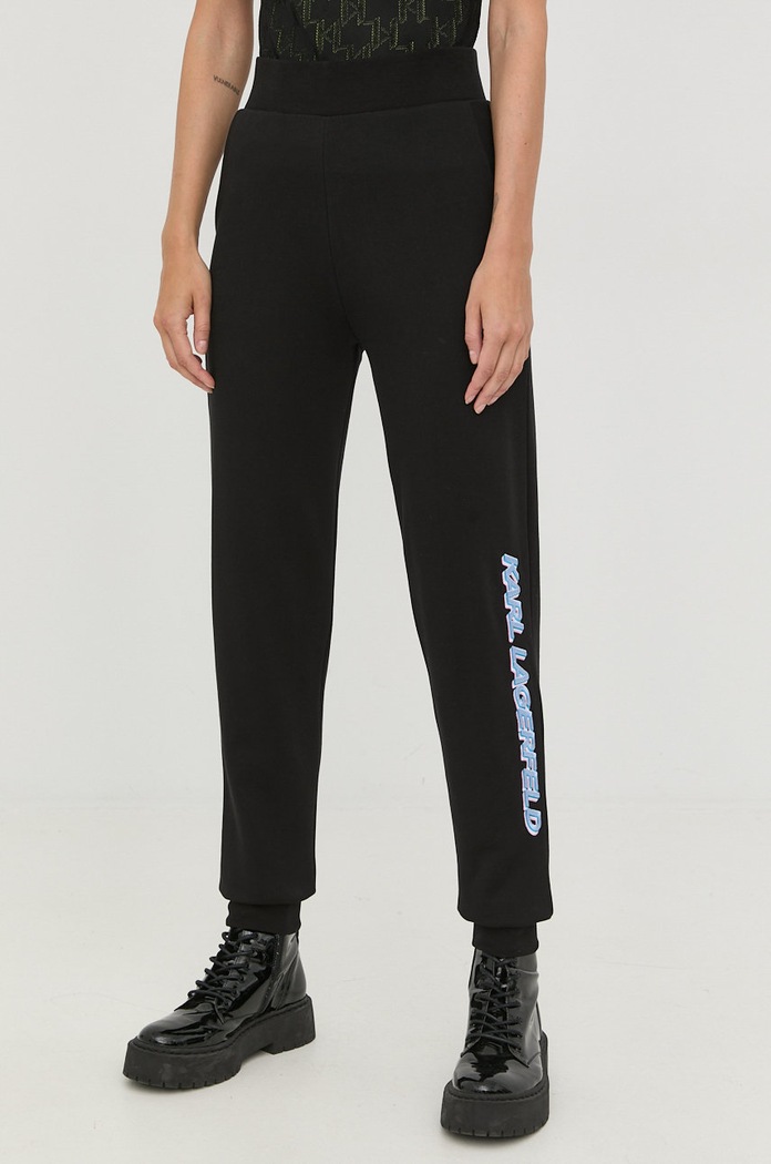 Karl Lagerfeld pantaloni de trening din bumbac bumbac negru 225W1050