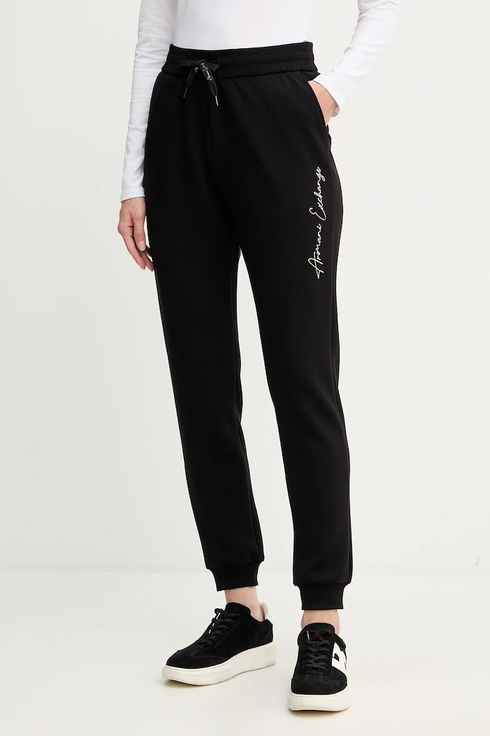 Armani Exchange melegítőnadrág elasztánnal fekete XW000837.AF13397