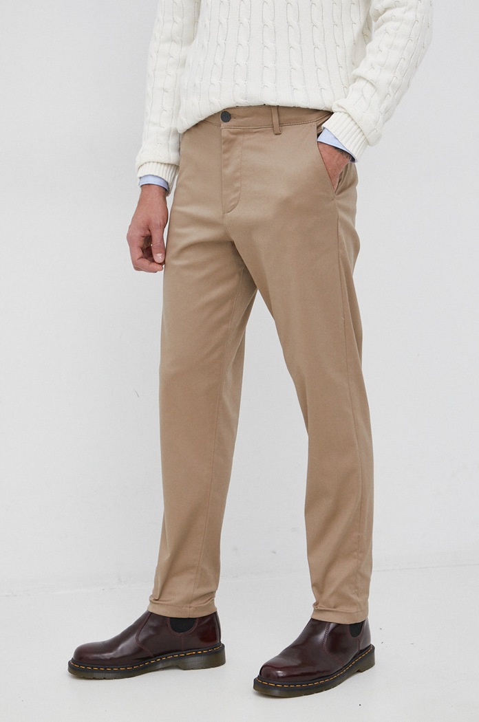 Selected Homme Spodnie tkanina beżowy 16080158.Chinchilla