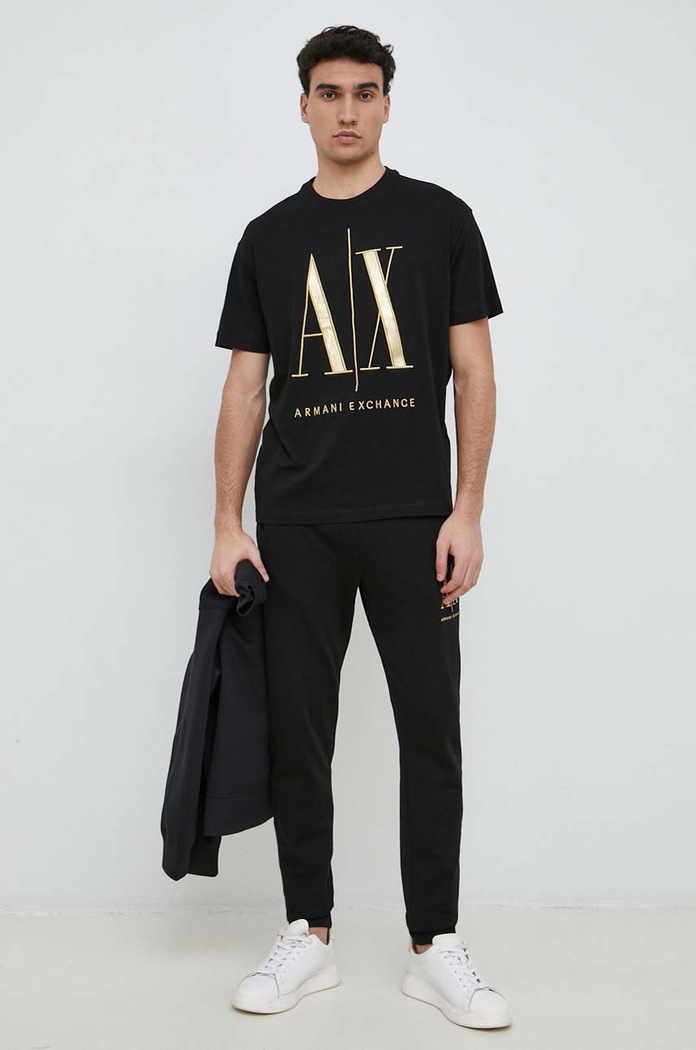 Armani Exchange pamut melegítőnadrág 8NZPPQ.ZJ1ZZ.NOS fekete AA00