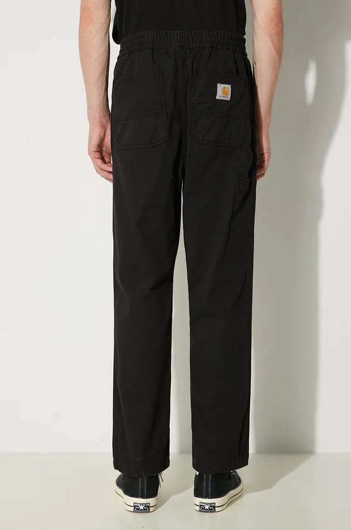 Carhartt WIP pantaloni in cotone Flint Pant nero I029919.BLACK