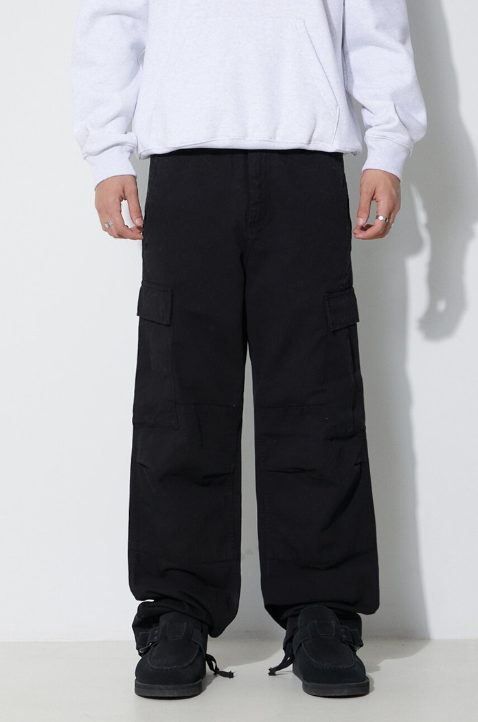 Carhartt WIP spodnie bawełniane Regular Cargo Pant gładkie czarny I030475.BLACK