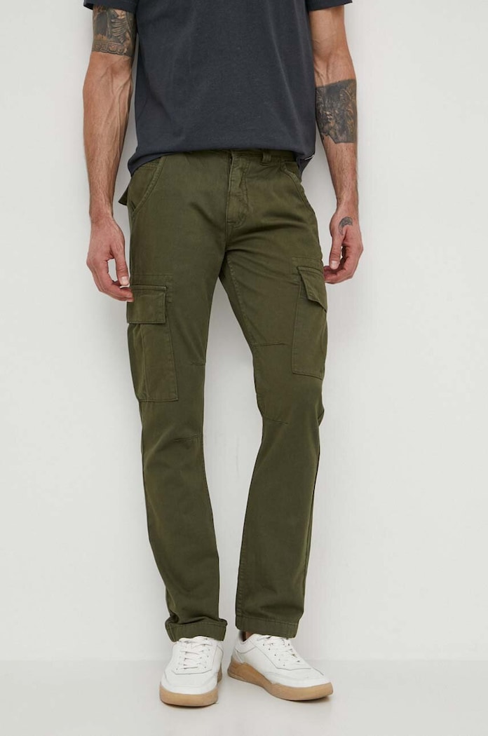 Pamučne hlače Alpha Industries Agent pamuk zelena 158205.142