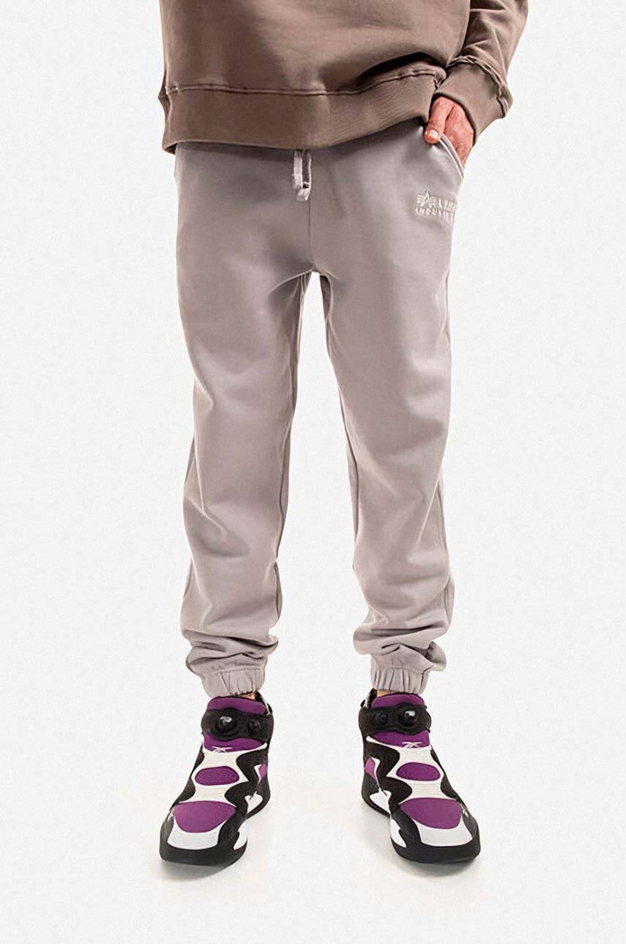 Bavlnené tepláky Alpha Industries bavlna sivá 106364.643