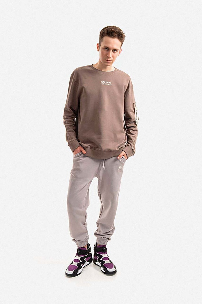Bavlnené tepláky Alpha Industries 106364.643 sivá AA00