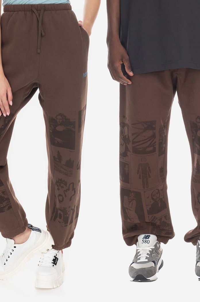 PLEASURES spodnie dresowe Choices Sweatpant dzianina brązowy P23SP041