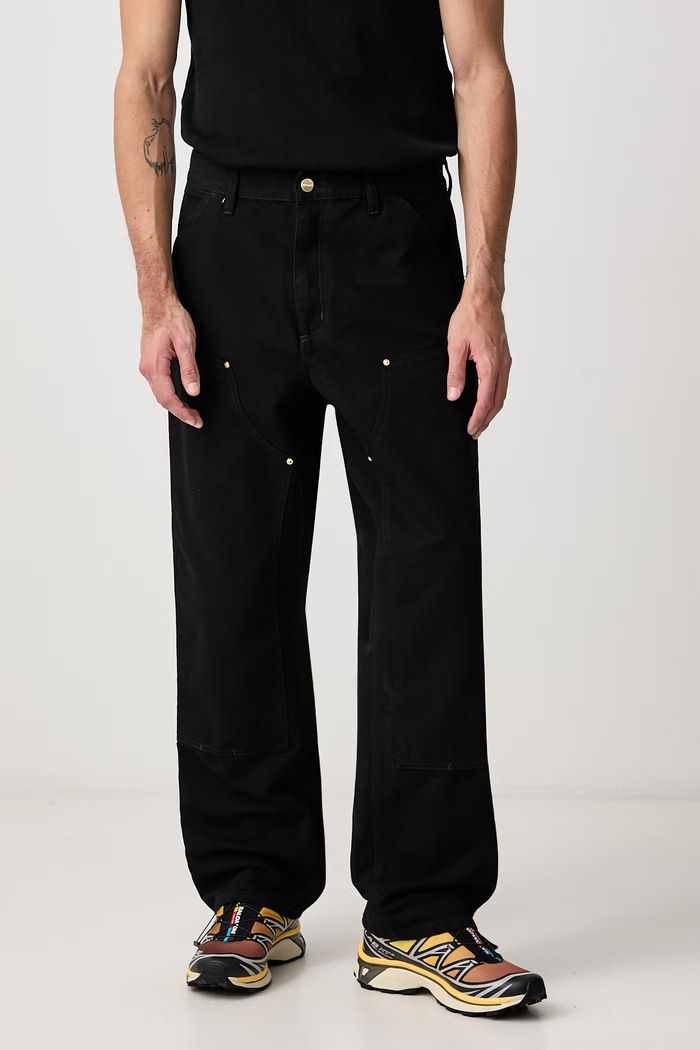 Carhartt WIP Pantaloni in cotone Double Knee Pant nero I031501