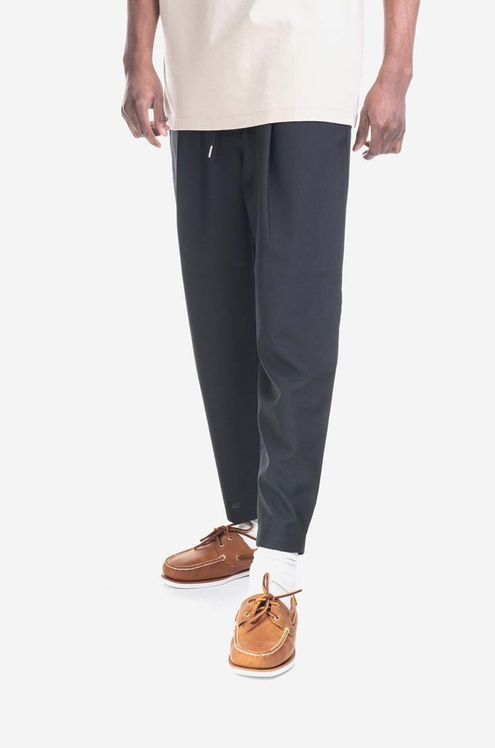 Vlněné kalhoty Drôle de Monsieur Le Pantalon Signature BP001 BLACK látka černá PERM.BP001.BL