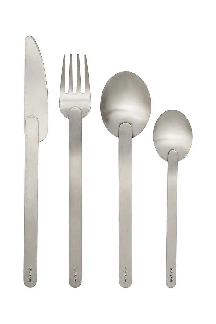 Ferm Living Komplet sztućców ze stali nierdzewnej Stelo 1104272000 szary AA00