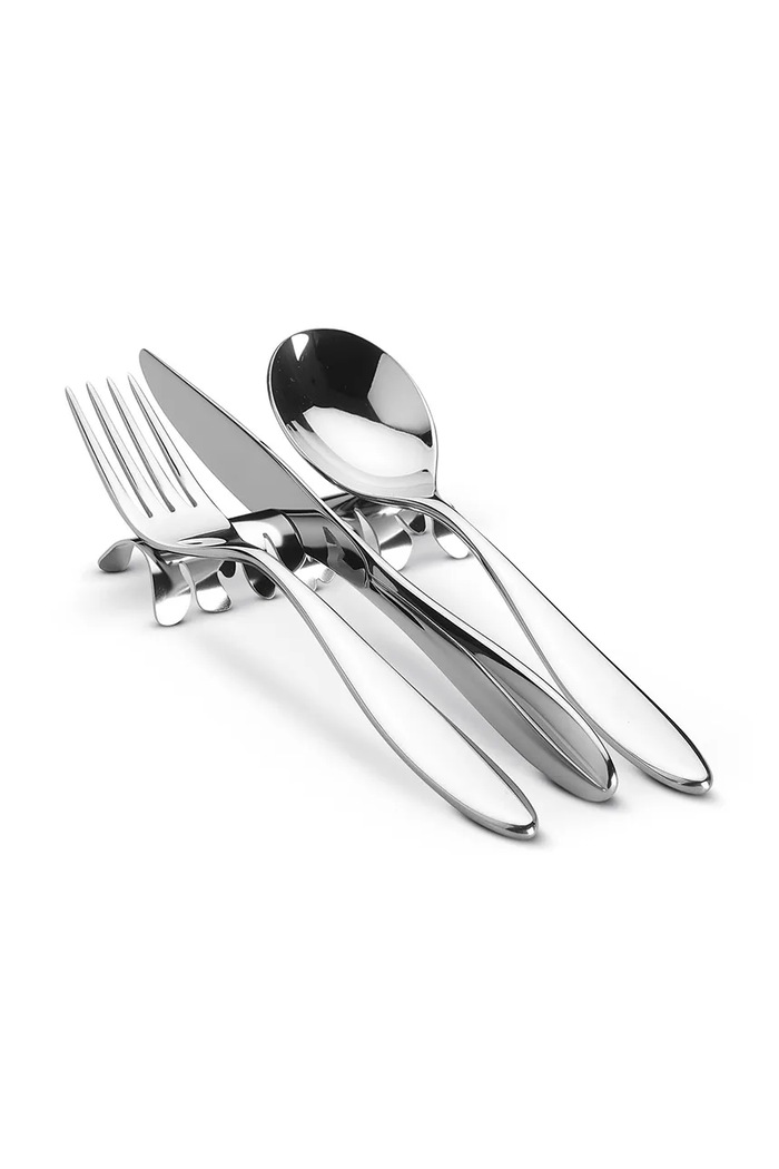 Alessi zestaw podstawek na sztućce ze stali nierdzewnej BM23S2 srebrny AA00