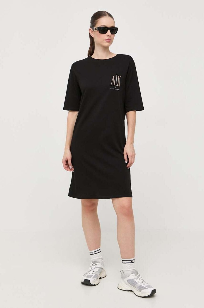 Armani Exchange Bavlnené šaty bavlna čierna 8NYADX.YJG3Z.NOS