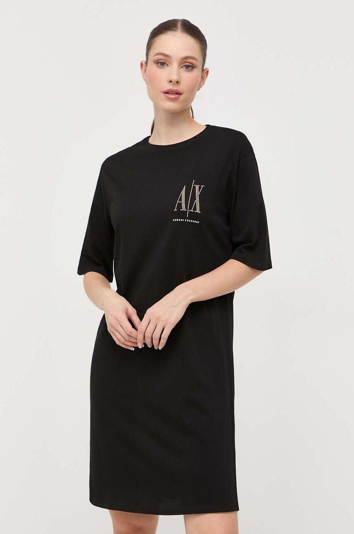 Armani Exchange Bavlnené šaty 8NYADX.YJG3Z.NOS čierna AA00