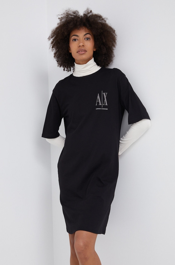 Armani Exchange - Sukienka bawełniana 8NYADX.YJG3Z.NOS czarny AA00