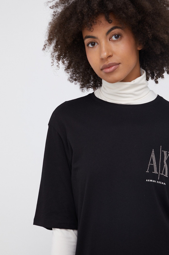 Armani Exchange - Sukienka bawełniana czarny 8NYADX.YJG3Z.NOS
