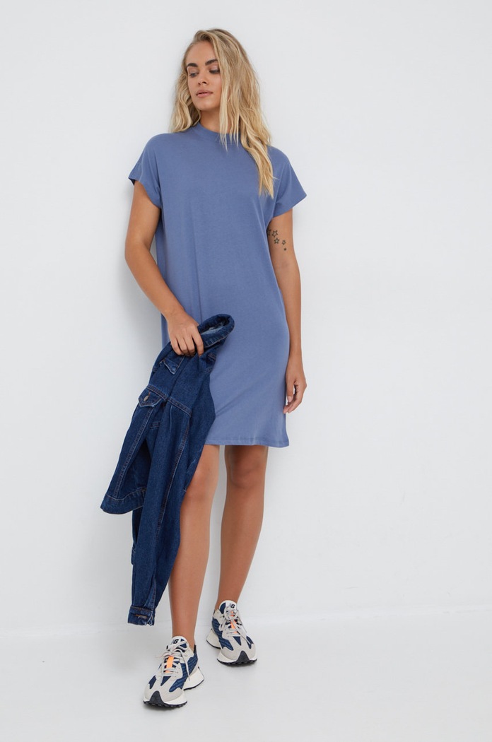 Vero Moda sukienka bawełniana bawełna niebieski 10258655.ChinaBlue