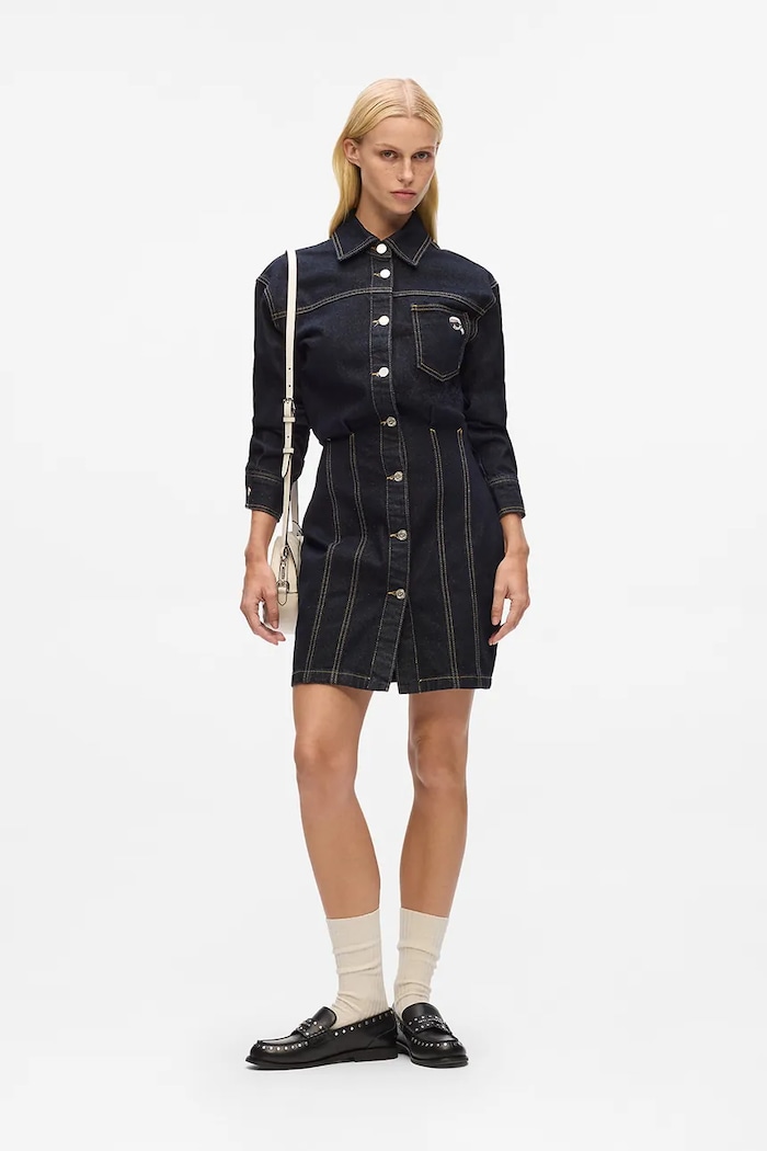 Karl Lagerfeld sukienka jeansowa IKON granatowy A4W13019