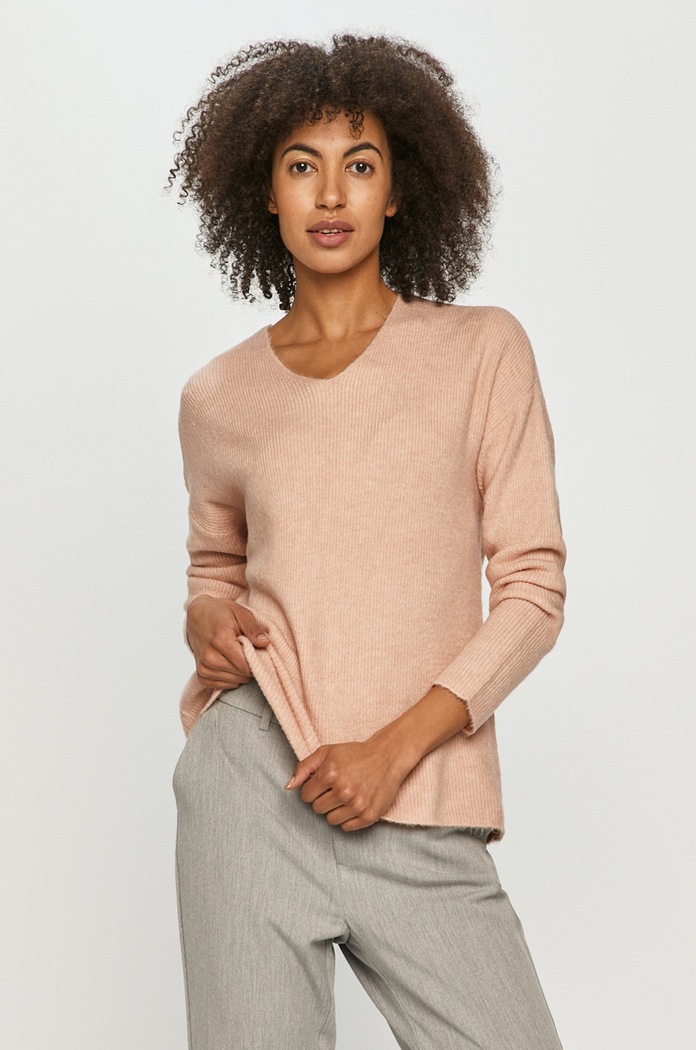 Vero Moda - Sveter V výstrih ružová 10233357