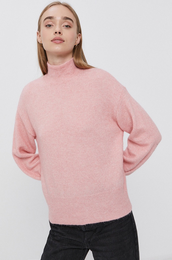 Y.A.S Sweter półgolf różowy 26023572