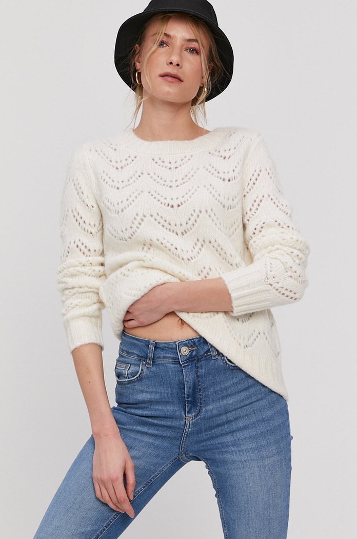 Odzież Pieces Sweter 17106006 biały