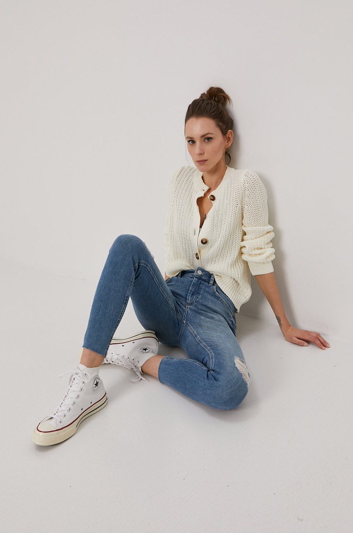 Pieces Sweter 17110767 beżowy AA00