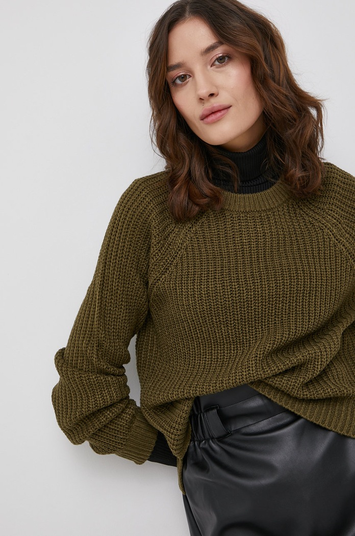 Svetr Vero Moda kulatý zelená 10247553.DarkOlive
