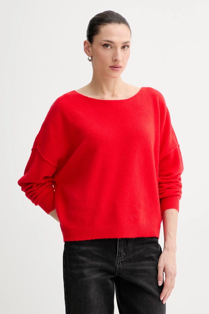 Pulover s primesjo volne American Vintage PULL ML COL BATEAU rdeča DAM225