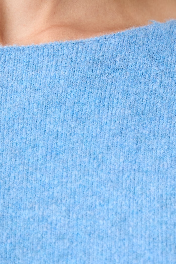 American Vintage sweter damski z dodatkiem wełny PULL ML COL BATEAU DAM225 niebieski