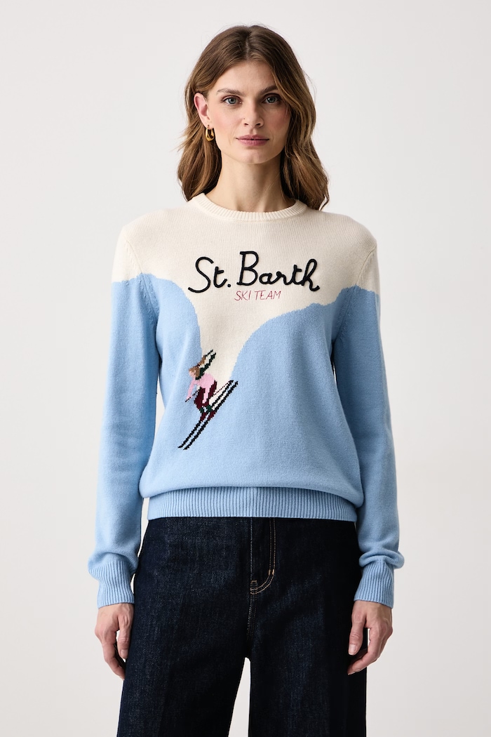 MC2 Saint Barth Sweter damski z wełną niebieski QUE0018