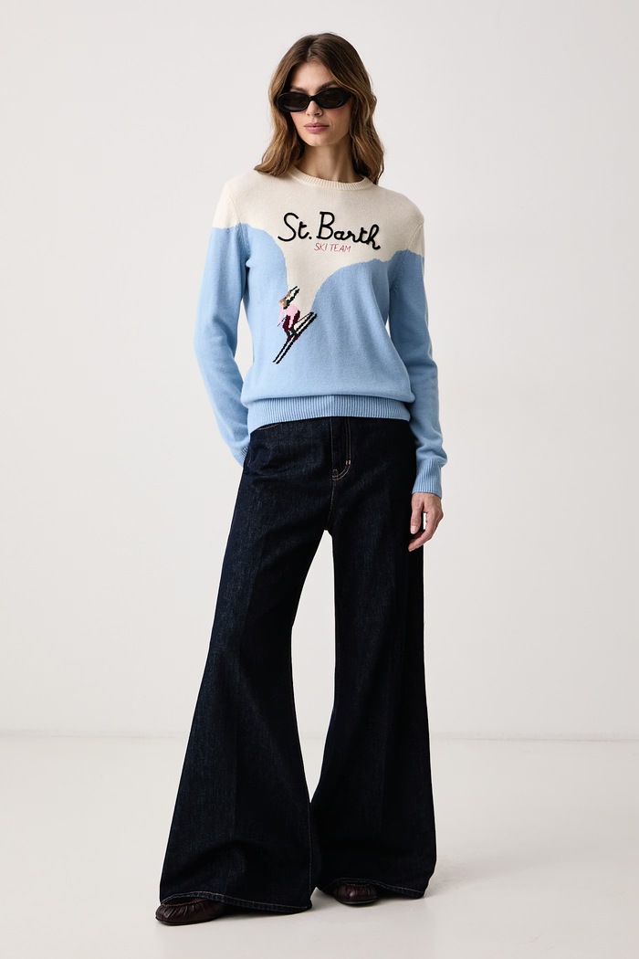 MC2 Saint Barth Sweter damski z wełną QUE0018 niebieski AA00