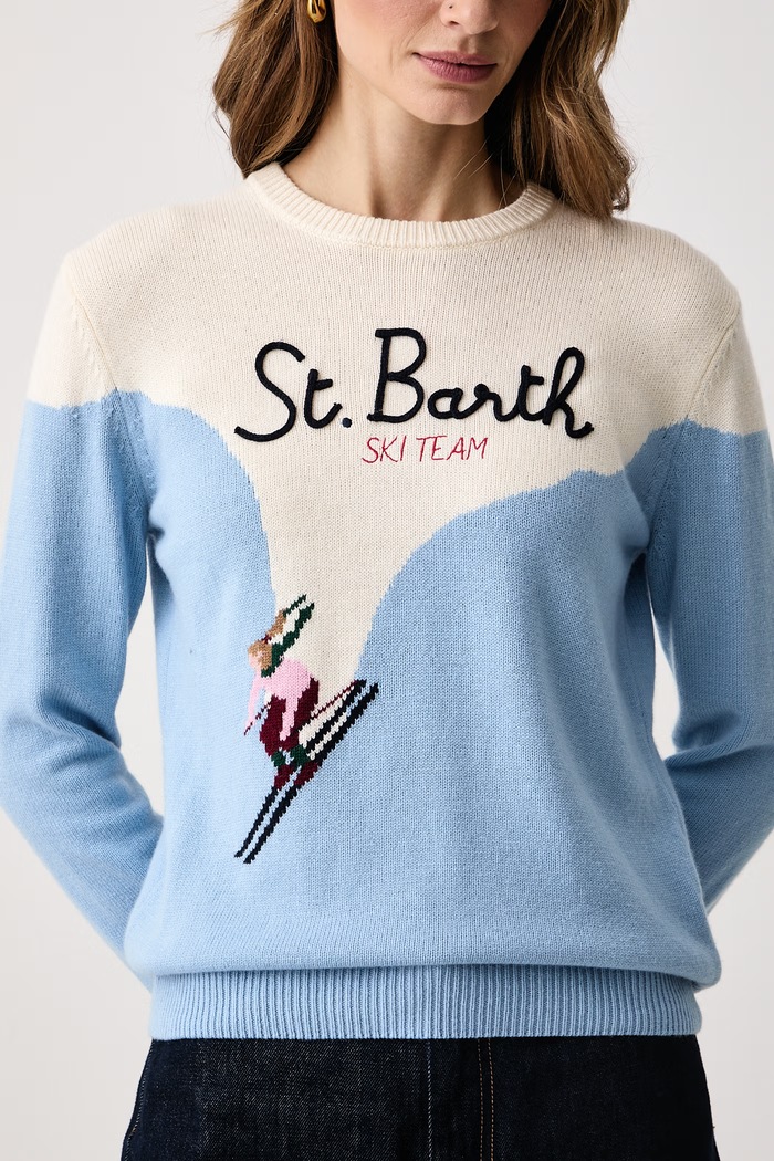 Sweter damski z wełną MC2 Saint Barth QUE0018 niebieski