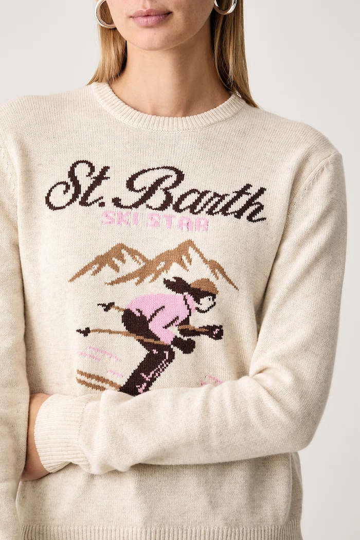 Sweter damski z wełną MC2 Saint Barth QUE0018 beżowy