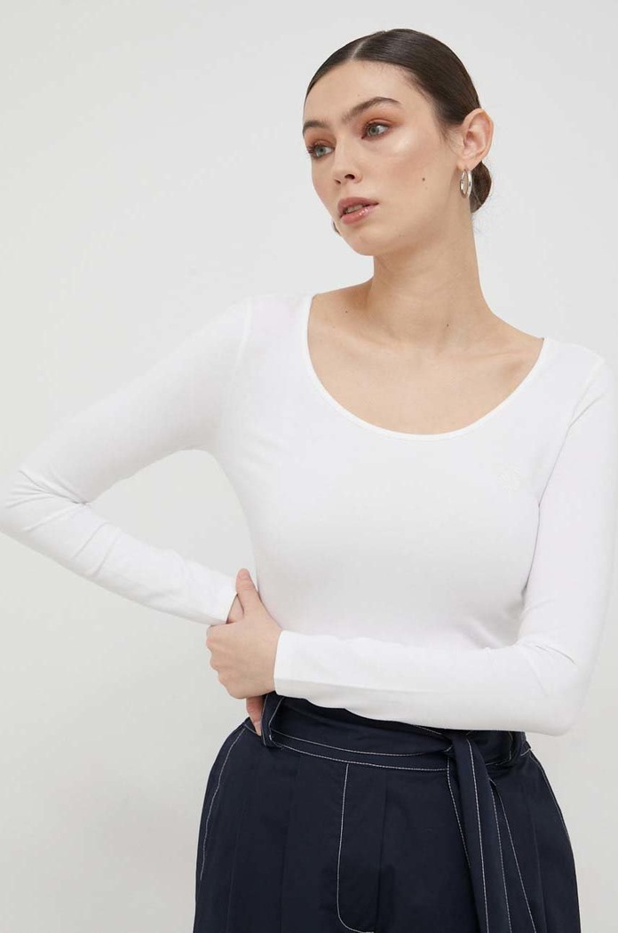 Armani Exchange hosszú ujjú elasztánnal fehér 8NYMDB.YJ3EZ.NOS