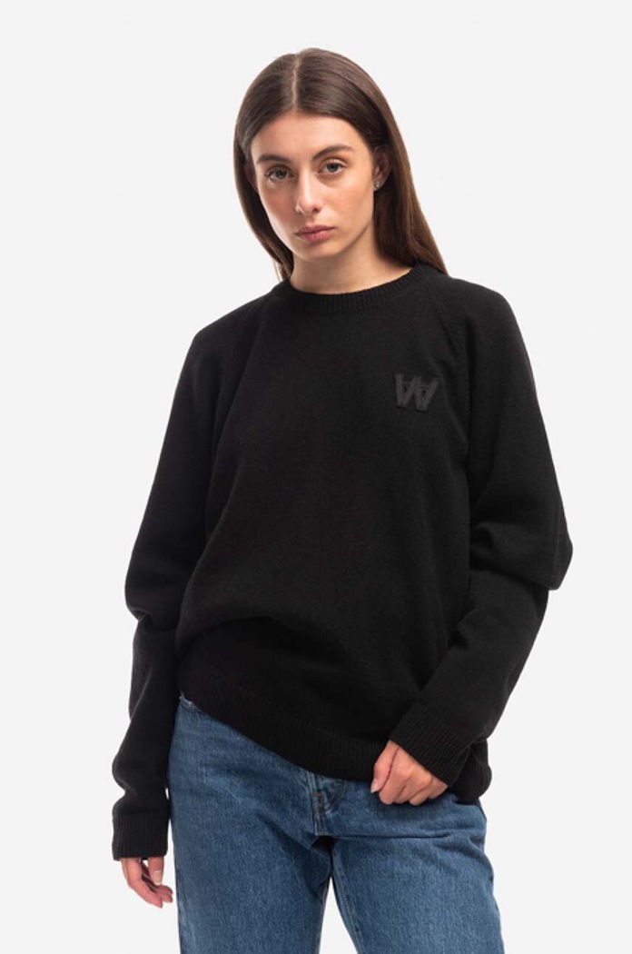 Wood Wood wool jumper Asta Jambs round neck black 10131010.4159