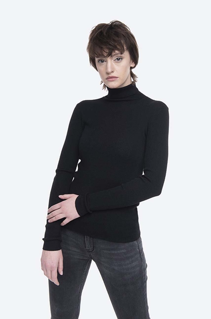 Norse Projects pulover din amestec de lână guler pe gat negru NW45.0167.9999