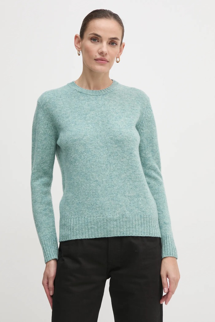 Vlněný svetr United Colors of Benetton směs tyrkysová 103ME1N23