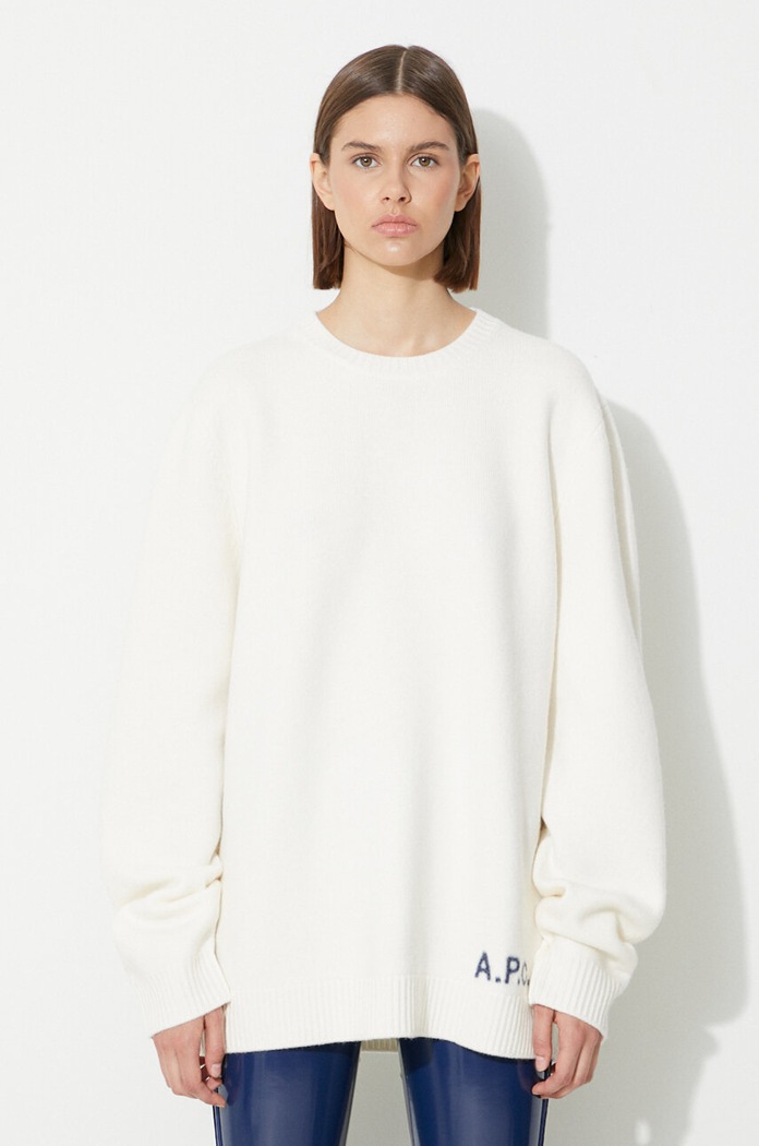A.P.C. sweter wełniany biały H23059