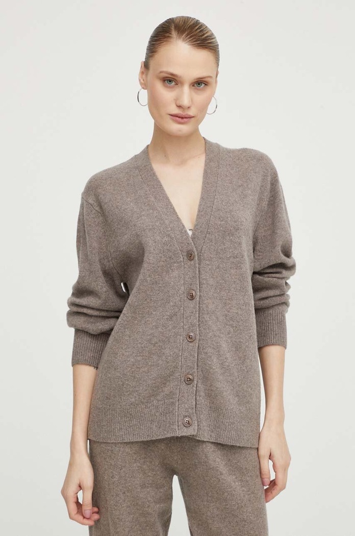 Samsoe Samsoe sweter wełniany SACHARLOTTE szpic szary F10000020
