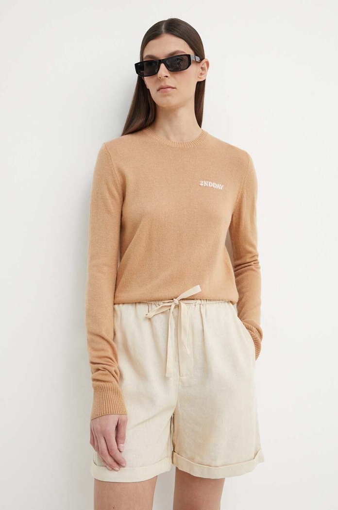 Sveter s prímesou vlny 2NDDAY Lance 2ND Lance TT - Soft Wool Blen s prímesou vlny hnedá 2000340408
