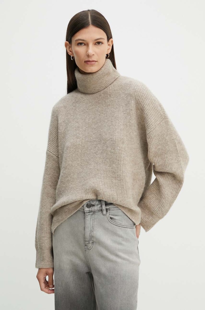 Gestuz sweter damski z wełną melanż beżowy 10909333