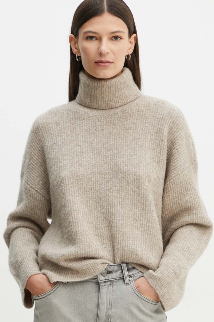 Gestuz sweter damski z wełną beżowy 10909333