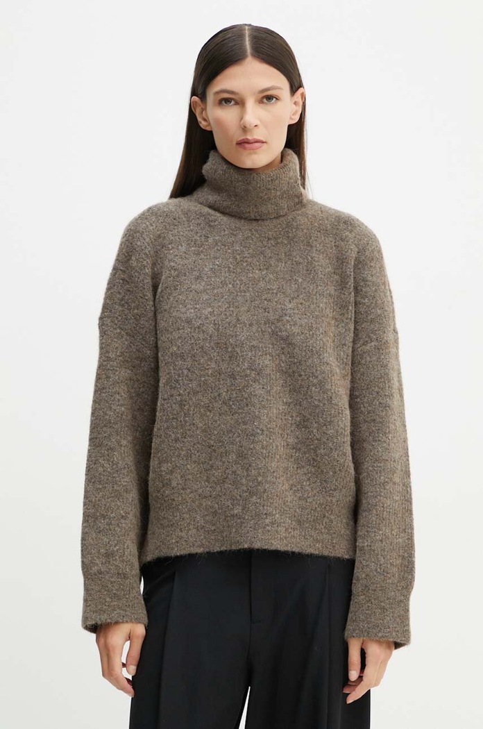 Gestuz sweter damski z wełną brązowy 10909333