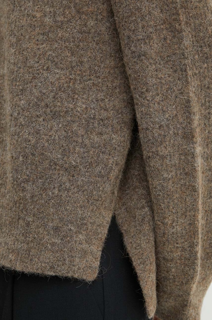 Gestuz sweter damski z wełną 10909333 brązowy
