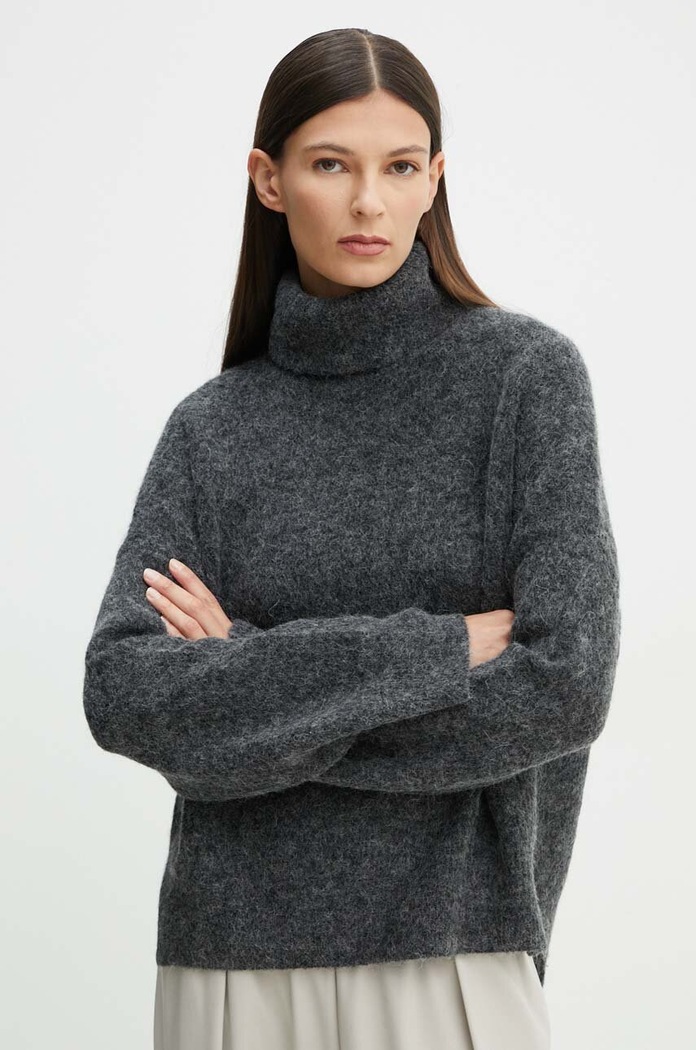 Gestuz sweter damski z wełną melanż szary 10909333