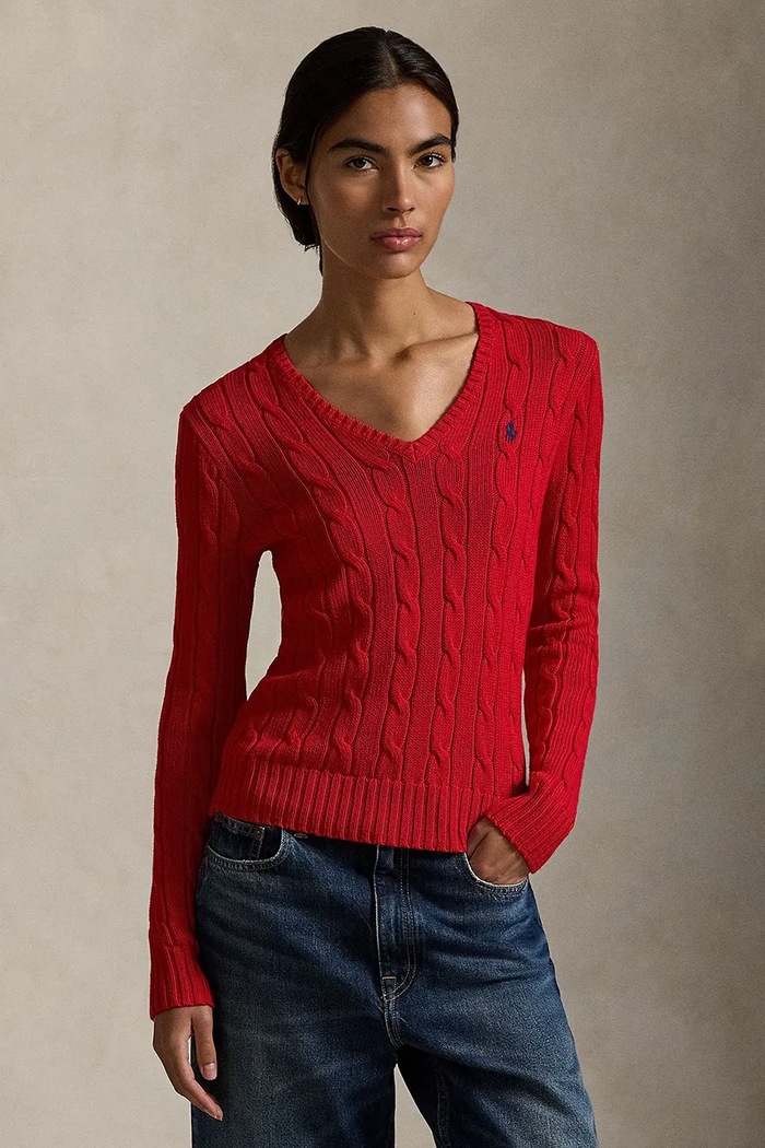 Polo Ralph Lauren sveter dámsky bavlnený bavlna červená 211971870