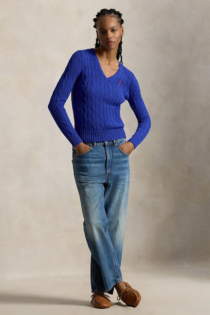 Одежда Polo Ralph Lauren Свитер из хлопка для женщин 211971870 голубой