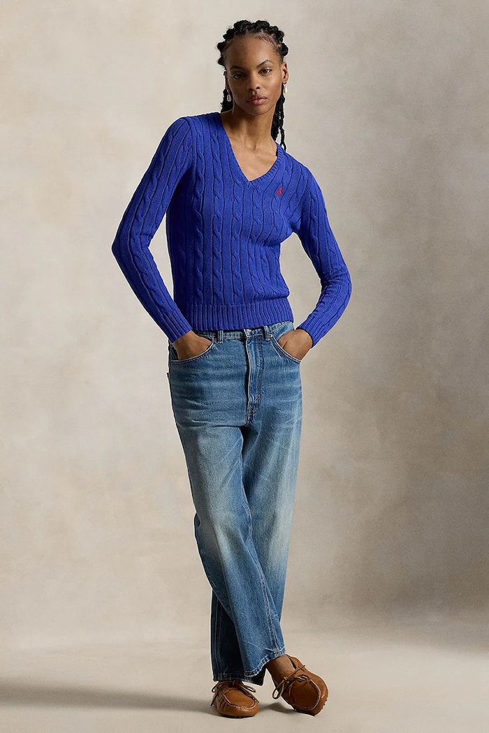 Одежда Polo Ralph Lauren Свитер из хлопка для женщин 211971870 голубой